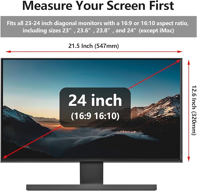 Anti Blue Light Screen Protector for 23, 23.6, 23.8 and 24 Inches Computer Monitor Hanging Type Blue Light Blocking Filter Anti Scratch Eye Protection Shield for Desktop Computer(BL HT 24 Inches)