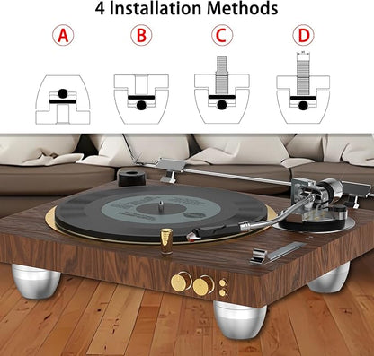 Audiocrast 4X HiFi Speaker Spike Pads Isolation Stand Feet, IF3033 Speaker Shock Absorber Resonance Cancelling Vibration Dampening Floor Protector 30x33MM with Stainless Steel Beads for Audio Gears