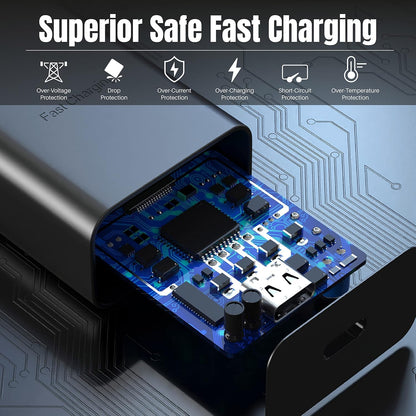 TT&C 30W USB C Fast Charger with 10FT & 6.6FT Cables for iPhone 17, 16, 15