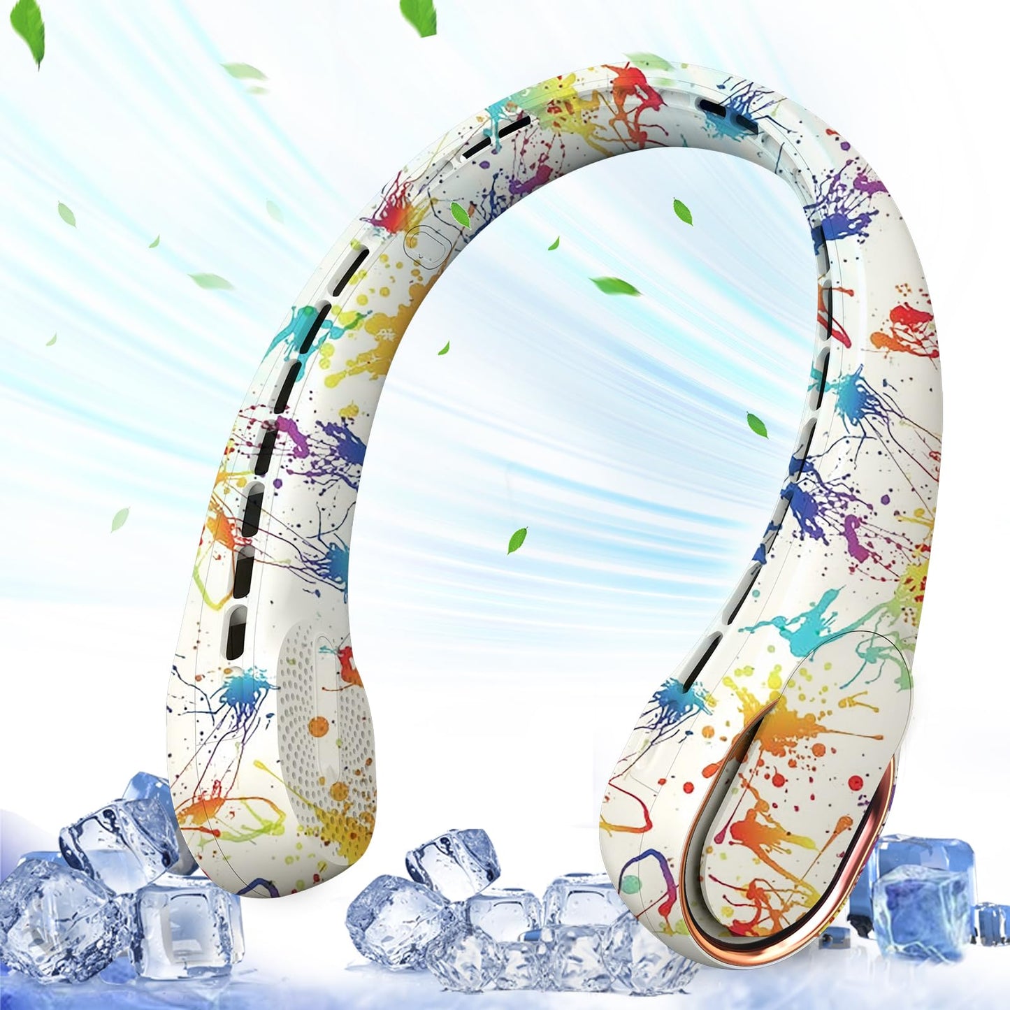 ASNUG Neck Fan, Bladeless Neck Fan, USB Rechargeable Personal Fan, 4000 mAh Battery Operated Wearable Fan, 3 Speeds Adjustable,Faster Cooling, Ultra Quiet, Suitable for Home, Office, Travel, Sports