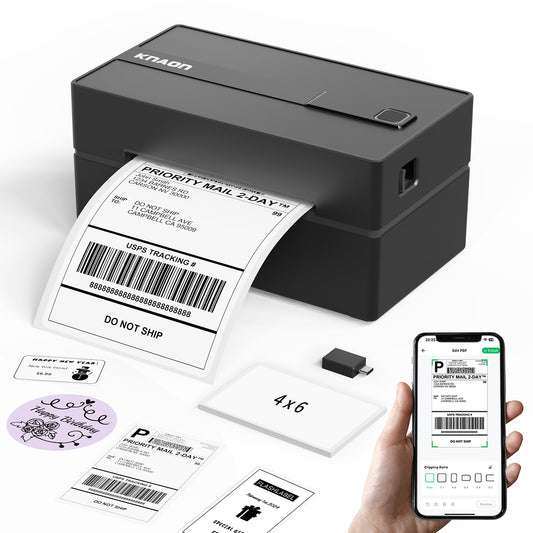 KNAON Bluetooth Thermal Shipping Label Printer 4x6 for Small Business,Black