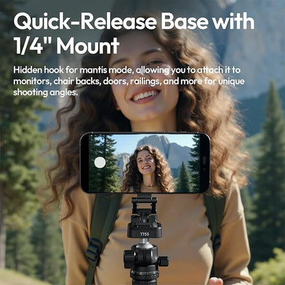 ULANZI Magnetic Phone Tripod Stand, Foldable Mini Tripod with MagSafe Phone Holder & Cold Shoe Mount, Camera Adapter with 1/4”, Arca, Uka QR Base, for DJI Canon Nikon, iPhone 17/16/15/14/13/12 Series