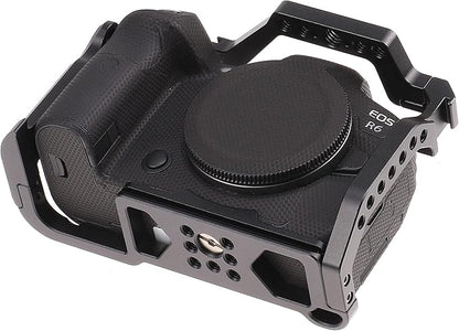 Hersmay R5 R6 Cage with Top Handle,Aluminium Alloy Camera Cage for Canon EOS R5 R6 Mirrorless Cameras, Vlogging Video Shooting Filmmaking Rig Stabilizer with 1/4" Mounting and 3/8" Arri Locating Hole