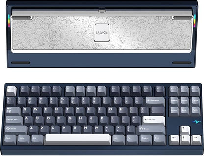KEEBMONKEY WOBKEY Crush 80 Reboot CNC Aluminum 5-Second Quick-Release Triple-Mode Connectivity Mechanical Keyboard with Superior Acoustics (Pro Navy)