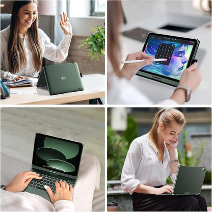 typecase Touch iPad 10th Generation Case with Keyboard (10.9", 2022) and iPad A16 (11th Gen, 2025) – 360° Rotatable, 11-Color Backlit, Multi-Touch Trackpad, Thin & Light (Midnight Green)