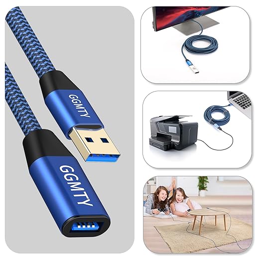 USB 3.0 Extension Cable 3ft,Type A Male to Female Extension Cord Durable Braided Material High Data Transfer Compatible with USB Keyboard,Mouse,Flash Drive, Hard Drive,Printer