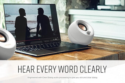 Creative Pebble V3 Minimalistic 2.0 USB-C Desktop Speakers with USB Audio, Clear Dialog Enhancement, Bluetooth 5.0, 8W RMS with 16W Peak Power, USB-A Converter Included (White)
