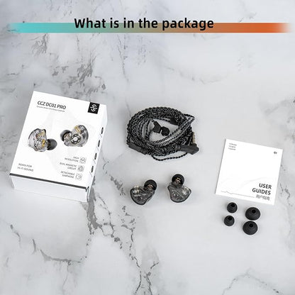 CCZ DC01 Pro USB C Headphones Wired Type-C in Ear Monitor Headphone, Professional USB C Wired Earbuds Super Bass Gaming IEMS with 1DD Patent Ear fin Ear tips for Singer Musician (Black, USBC-With Mic)