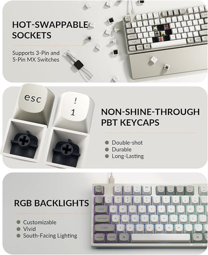 Keychron C2 Pro Wired Mechanical Keyboard with 8K Hz Polling Rate, Full Size Custom RGB Backlit Hot-Swappable, Non-Shine Through PBT Keycaps Compatible with Mac Windows Linux