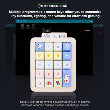 Adventurers K812 Wired Mechanical Numeric Keypad, 19-Key Hot-Swappable RGB Numpad, Macro Programmable, Detachable Type-C Cable, Game/Office Mode Switch – for PC/Laptop/Desktop (Cream White)
