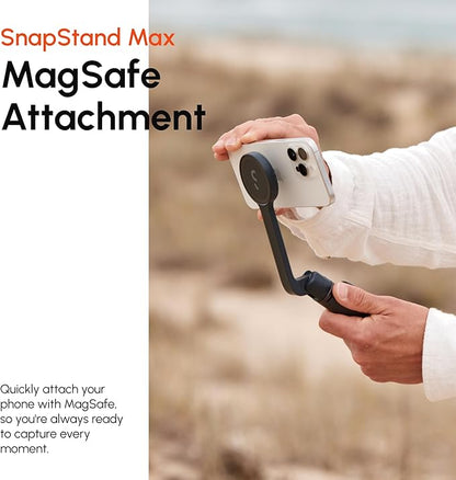 ShiftCam SnapStand Max – Magnetic Selfie Stick & Tripod – Compact, Foldable & Extendable with Tilt Head and Magnetic Bluetooth Remote (Stone, SnapStand Max)