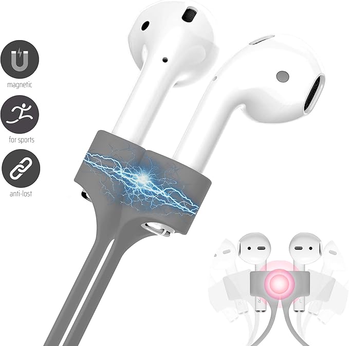 cobcobb Ultra Strong Magnetic Airpod Pro Strap Anti-Lost Cord Sports Lanyard Compatible with Airpods 3rd 2nd Generation Pro 3 2 1 (Grey)