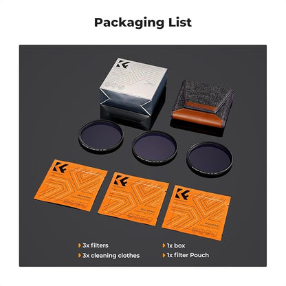 K&F CONCEPT 52mm Star Filters Kit (3pcs) 4 Points 6 Points 8 Points Cross Screen Starburst Filters Set -18 Layer Coating Ultra Slim Optical Glass Camera Lens Filter with 3 Cleaning Cloth
