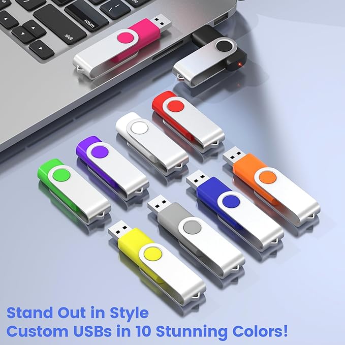 ABLAZE Custom Flash Drive 512MB 100 Pack, Personalized USB Drives Custom USB 2.0 Thumb Drives 100 Pack Memory Stick (Mixcolors)