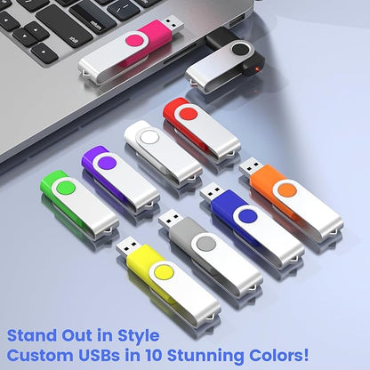 ABLAZE Custom Flash Drive 16GB 100 Pack, Personalized USB Drives Custom USB 2.0 Thumb Drives 100 Pack Memory Stick (Mixcolors)
