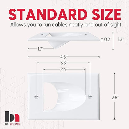2 Pack Wall Plate Cable Pass Through with Bracket - In Wall Cable Management Kit - Recessed Cable Wall Plate Pair with Single Gang Low Voltage Mounting Bracket - Decorator Cover for Low Voltage Cables