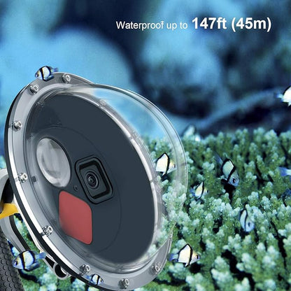 Dome Port for GoPro Hero 13 12 11 10 9 Black, Dome Port Lens with Waterproof Housing Case, Trigger, Floating Hand Grip, Built-in Switchable Red Filter and 10x Macro Filter
