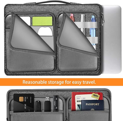 Hseok Laptop Case 15 15.6 16 inch Sleeve with Handle and Hidden Strap,Compatible with MacBook Pro 15.4 16, 360° Protective PC Briefcase with 4 Pockets for Laptop Accessory,Easy to Carrying,Silver gray