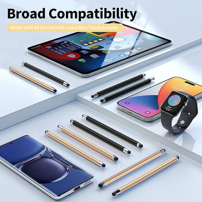 10 PCS Stylus,Stylus Pen for Touchscreen,Stylus 2-in-1 High Sensitivity & Precision Suitable for All Touch Screens of iPhone/ipad/Android Tablets(10 Stylus Pen Gold/Black + 20 Tips)