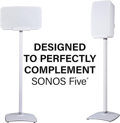 Sanus Wireless Speaker Stand for Sonos Five and Sonos Play:5 - Audio Enhancing Design for Vertical & Horizontal Audio with Built-in Cable Management & Premium Alloy Materials - OSS52 (White)