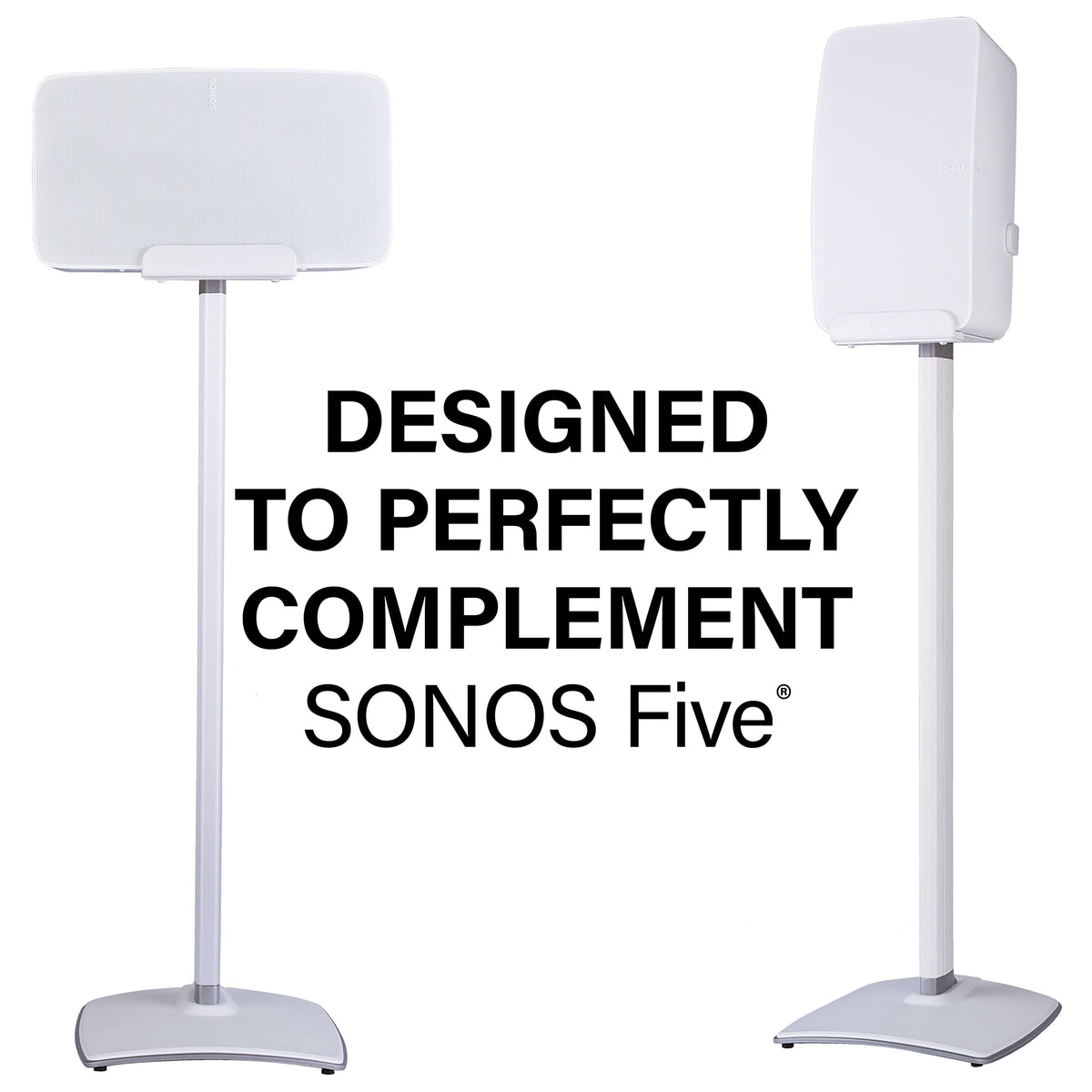 Sanus Wireless Speaker Stand for Sonos Five and Sonos Play:5 - Audio Enhancing Design for Vertical & Horizontal Audio with Built-in Cable Management & Premium Alloy Materials - OSS52 (White)