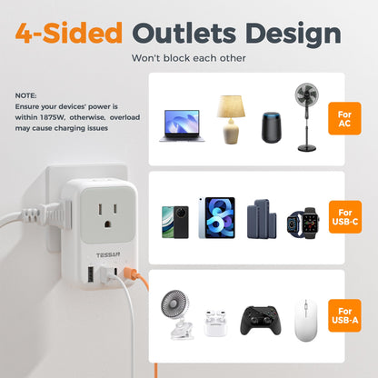 TESSAN USB C Charger Block 20W PD, Fast Charging Adapter with Foldable Plug