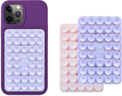 Silicone Double-Sided Suction Phone Grip Detachable Mount - Car Dashboard/Shower Phone Holder, Hands-Free For Selfies & Videos, ASMR- iphone & Android Compatible (Large, Baby Pink+Purple)