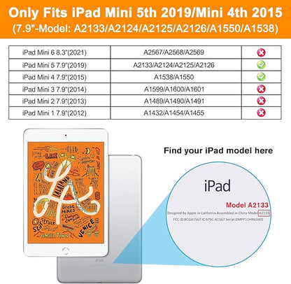 BRAECN iPad mini 5 Case,iPad mini 4 Case, Heavy Duty Shockproof Protective Rugged Case with Pencil Holder,Hand Strap,Kickstand, Shoulder Strap for iPad mini 5th/4th Generation 7.9 Inch for Kids