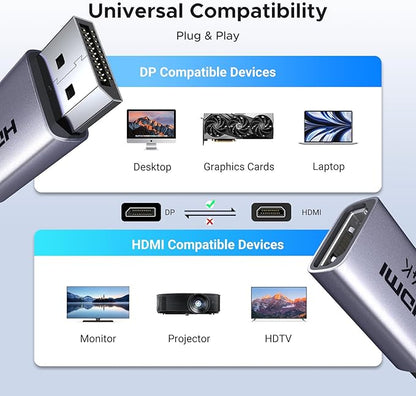 UGREEN 4K DisplayPort to HDMI Unidirectional Adapter, 2-Pack