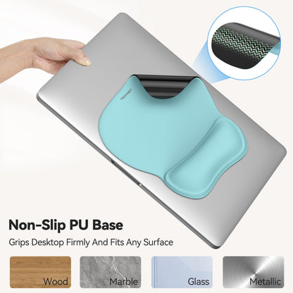 TECKNET Gel Ergonomic Mouse Pad with Wrist Rest, Non-Slip PU Base, LT.Blue