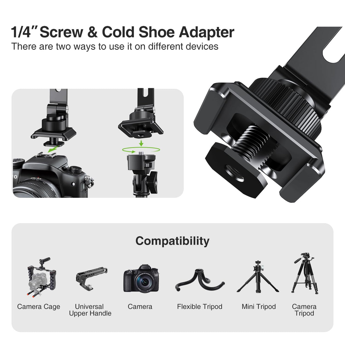 elitehood Magnetic Phone Tripod Mount, Magsafe iPhone Cold Shoe Arca Mount