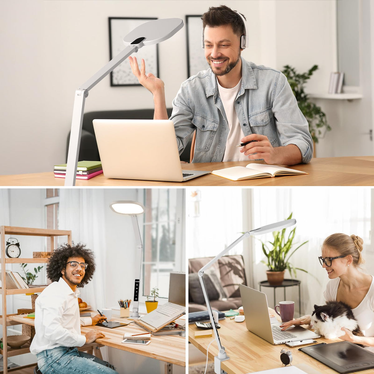 LitONES LED Desk Lamp for Home Office with Clamp, White