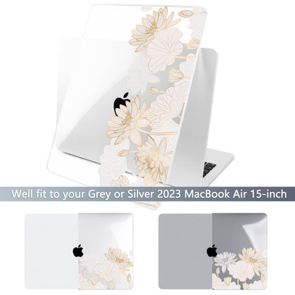 Batianda Case for MacBook Air 15" with M5 M4 M3 M2 Chip, Golden Lotus