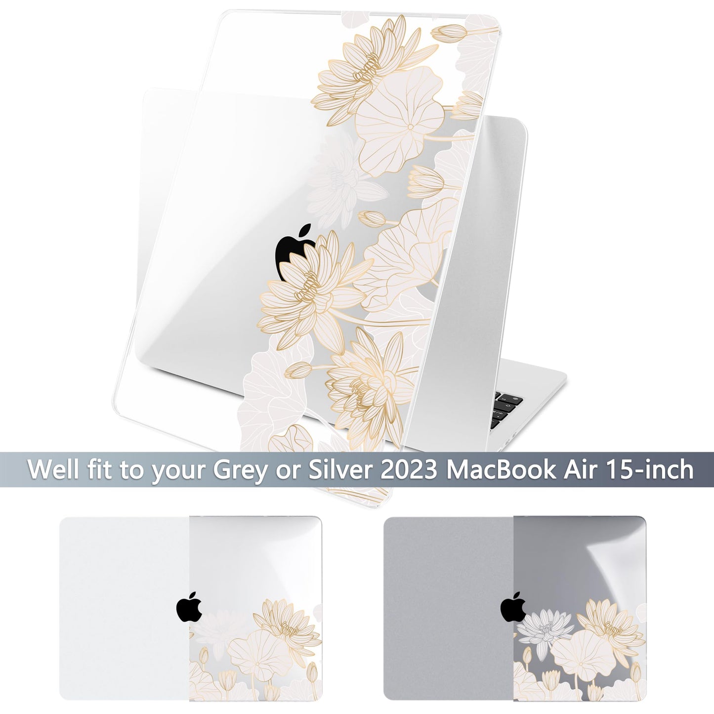 Batianda Case for MacBook Air 15" with M5 M4 M3 M2 Chip, Golden Lotus