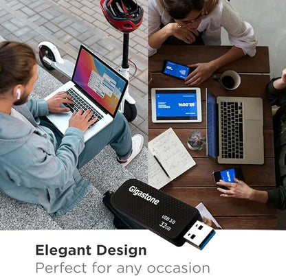 Gigastone Z30 32GB USB3.0 Flash Drive, Capless Retractable Design Pen Drive, Carbon Fiber Style, Reliable Performance & Durable