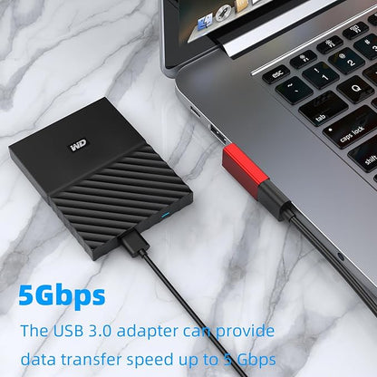 AreMe 90 Degree USB 3.0 Adapter 4 Pack, Up and Down Angle, Left and Right Angle USB A Male to Female Converter Extender for PC, Laptop, USB A Charger, Power Bank and More (Red)