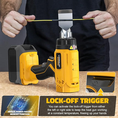LIVOWALNY Heat Gun Compatible with Dewalt 20v Battery:350W Cordless Battery Powered Heat Gun 122℉~1022℉-Variable Temperature Control Heat Shrink Gun w/LED Digital Display for Shrink Tubing, Vinyl Wrap