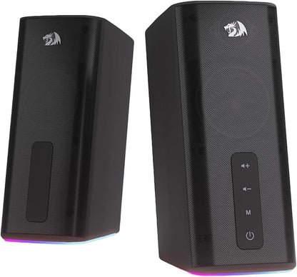 Redragon GS814 Stereo Desktop Speaker, 20W Output, 4 Real Units, BT 5.0/3.5mm AUX, Enhanced Bass, Touch-Control, Dynamic RGB Lighting