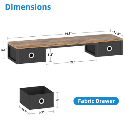 YAOHUOO 45" Large TV Riser with Fabric Drawers for 32-60 inch TV