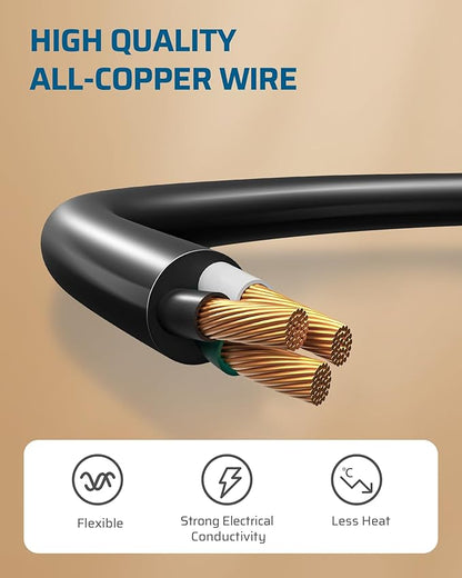 DEWENWILS 1FT Short Extension Cord, Flat Head Extension Cord Indoor with 3 Prong, Low Profile Power Cable SJT 14 AWG Flexible Power Cord for Home Kitchen, ETL Listed, 3 Pack