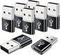 USB to USB C Adapter 8 Pack,USB to Type C Adapter,USBA Charger Type-C Fast Charging Cable Converter,USBC Adapters for iPhone 15 14 13,iWatch,iPad,Phones,Black
