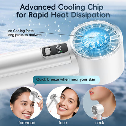 PANERGY Handheld Fan with Ice Cooler, Mini Portable Fan Rechargeable, 18Hrs Cooling, 0-100 Adjustable Speed, Small Yet Powerful, Personal Hand Fans for Travel, Beach, Outdoor, Makeup, Gifts for Women