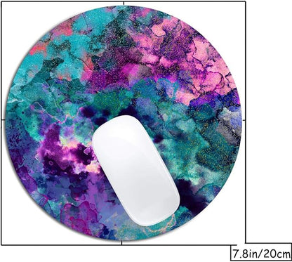 Inky Watercolor Painting Mouse Pad Round Non-Slip Rubber Mousepad Laptop Office Computer Decor Cute Desk Accessories Customized Design Mouse Pad