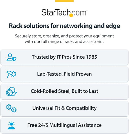 StarTech.com 14U Wall Mount Network Rack, 14 in Deep (Low Profile), 19" Patch Panel Bracket for Shallow Server, IT Equipment, Network Switches, 77lbs/35kg Weight Capacity, Black (RACK-14U-14-BRACKET)