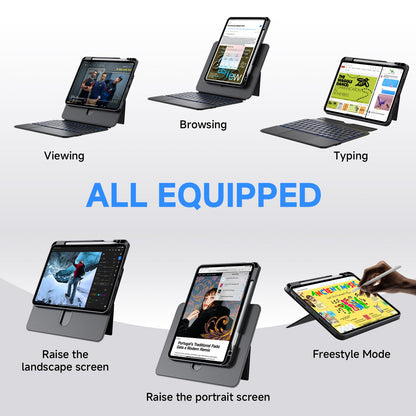 Tiaota for iPad Pro 11-inch (M4, 2024) Keyboard Case with Multi-Touch Trackpad, 360° Rotating Magnetic Stand, Detachable Protective Cover, Portrait & Raised Modes, 7-Color Backlight – Black