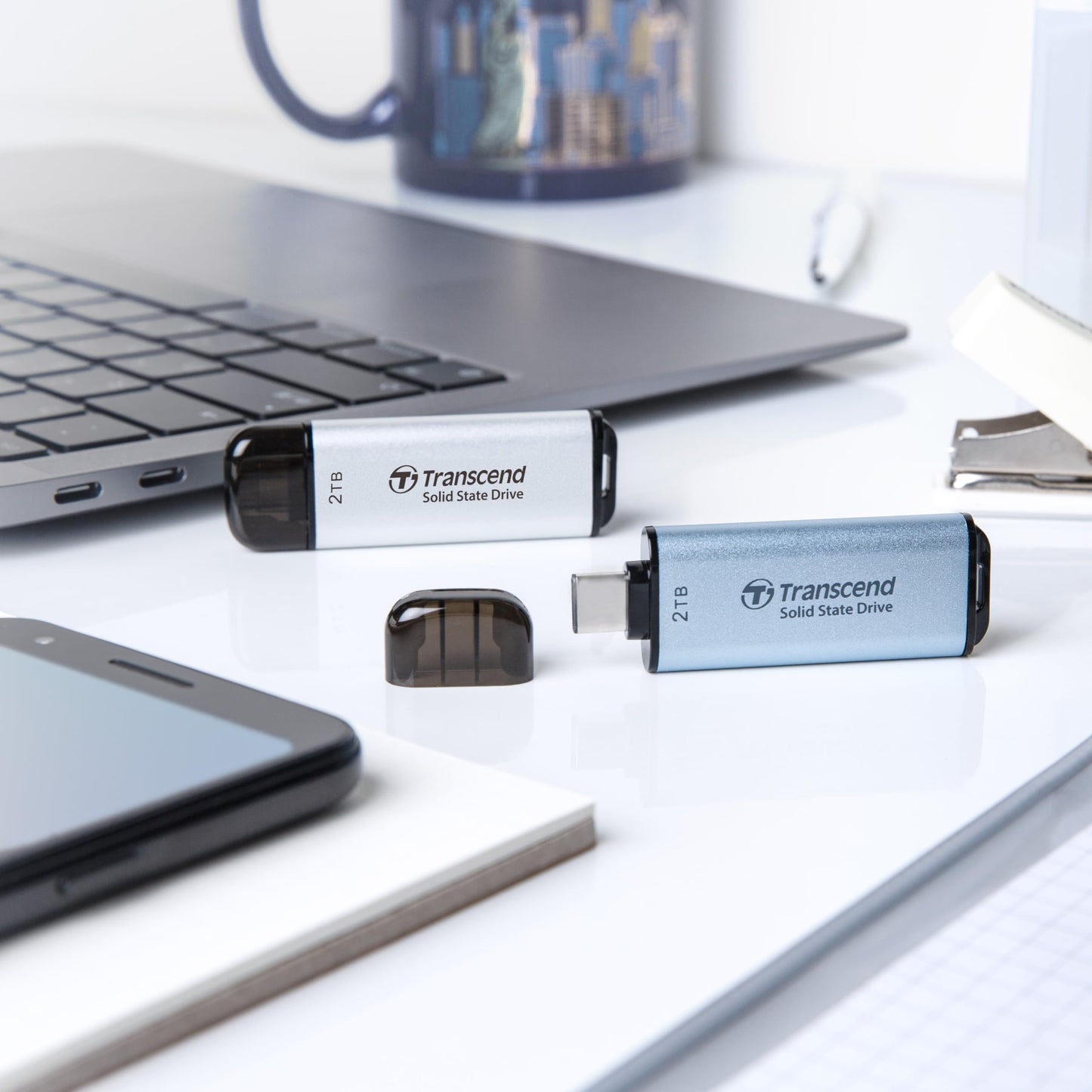 Transcend ESD300 512GB External SSD, Up to 1,050MB/s, Type C USB Drive for iPhone17,16,15, iPad&Mac/Pixel10/Tesla/Steam Deck/ROG Ally/MSI Claw/Android/PS5, Smart TV, USB 3.2 Gen2 Portable SSD- Silver
