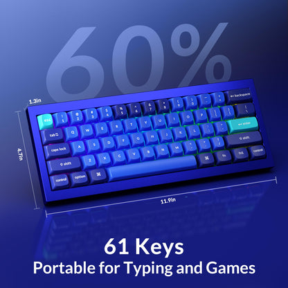 Keychron Q4 Wired Custom Mechanical Keyboard, 60% Layout QMK/VIA Programmable Macro with Hot-swappable Gateron G Pro Brown Switch Double Gasket Compatible with Mac Windows Linux(Navy Blue)