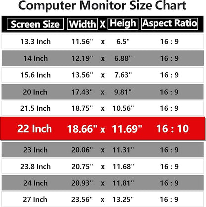 Computer Privacy Screen Protector 22 Inch with Hp Dell Acer Asus Samsung LG and More, Removable Security Shield Filter for 16:10 Aspect Ratio Monitor Like ViewSonic Sceptre AOC Koorui BenQ(22" Diagonal 16:10 1 Pack)