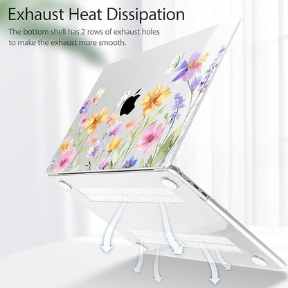 May Chen for MacBook Air 13.6 inch Case A3240 M4 A3113 M3 A2681 M2 with Retina Dispaly, 2025 2024 2023 2022 Release, Plastic Hard Shell Case with Screen Protector & Keyboard Cover, Flower & Butterfly