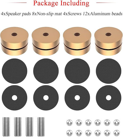 Audiocrast HiFi Speaker Spikes Stand Feet Shock Absorber Feet Pads Isolation Feet 40mm×23mm Aluminum with Balls for Audio Speaker Subwoofer CD DVD Amplifier Turntable DAC